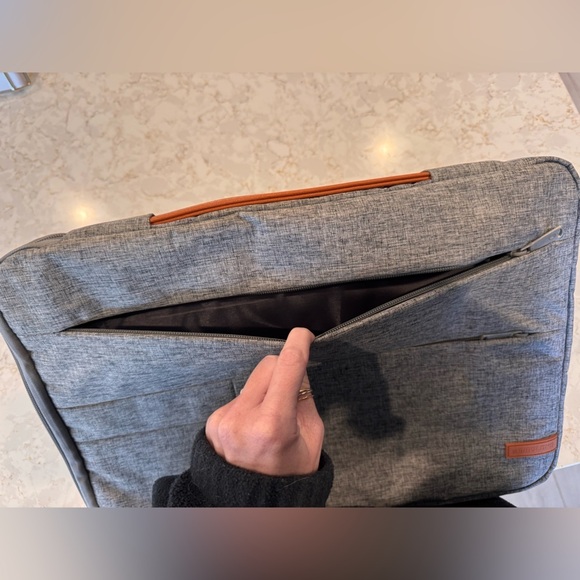 Gray and Cream Textured Laptop Sleeve - Picture 8 of 10
